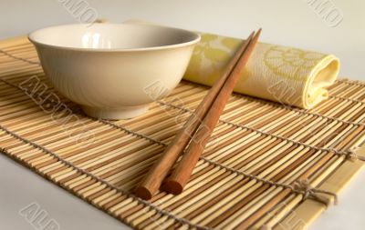 Chinese chopsticks on bamboo