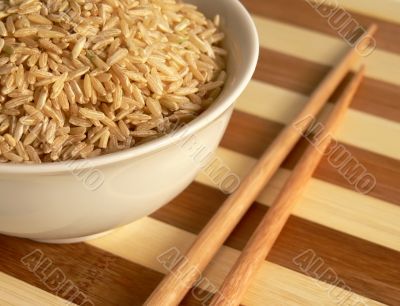 Rice and chopsticks