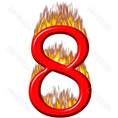 Number 8 on fire