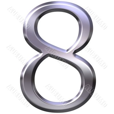 3D Silver Number 8