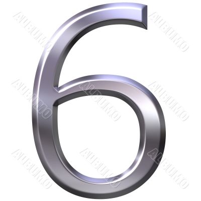 3D Silver Number 6