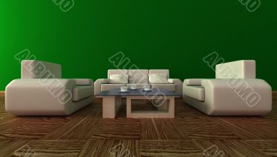Interior of a living room. 3D image.