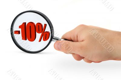 sale concept - hand with magnifying glass sale concept - hand with magnifying glass