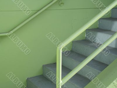 green outdoor staircase