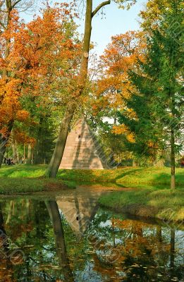 Northern pyramid in autumn day