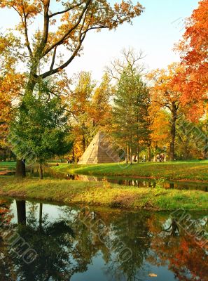 Northern pyramid in bright autumn colors