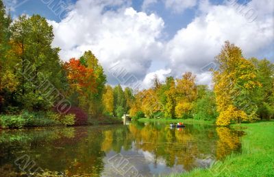 Picturesque view of autumn pond