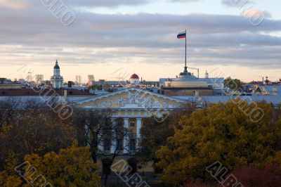 flag above the city
