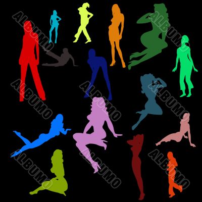 Color silhouettes of the sexy girls