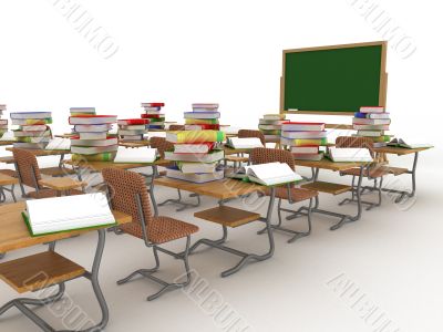 Interior of a school class. 3D image.