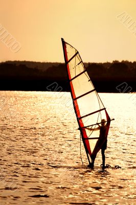 Sunset windsurfing
