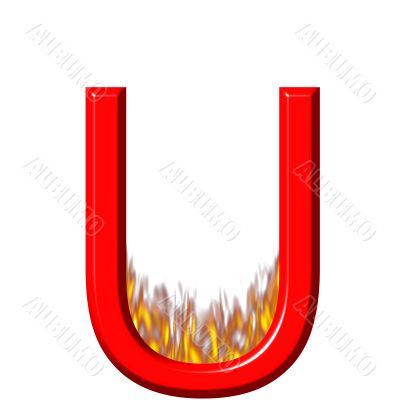 3D Letter U on Fire