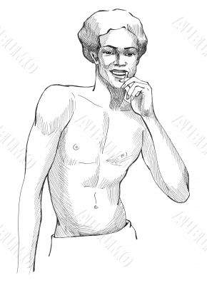 Man with tooth-brush