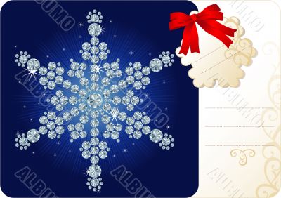 Diamond snowflake / Christmas background with tag