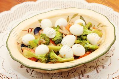broccoli with quail eggs broccoli with quail eggs
