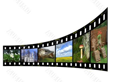 Filmstrip with colorful photos and copyspace