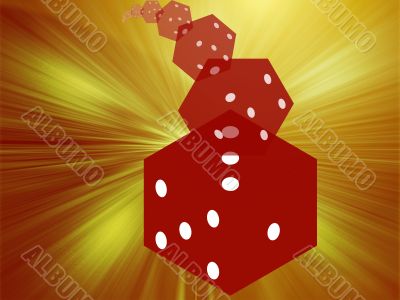 Rolling red dice illustration