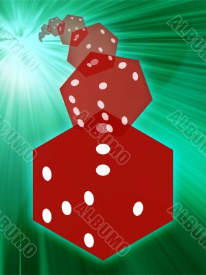 Rolling red dice illustration