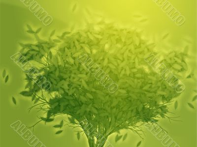 Tree with falling leaves, illustration Tree with falling leaves, illustration