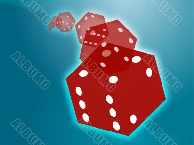 Rolling red dice illustration Rolling red dice illustration