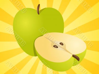 Apple whole and half illustration