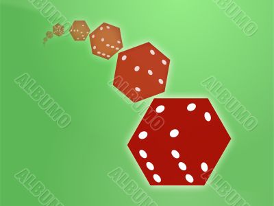 Rolling red dice illustration