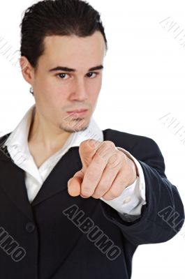 businessman indicating with the finger,
