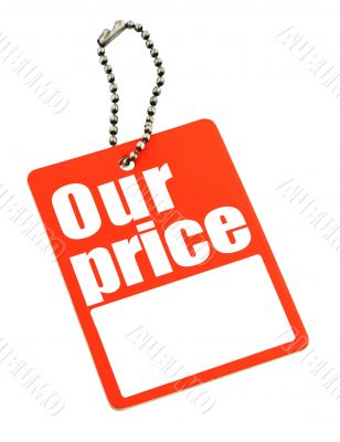 price tag with copy space isolated on white