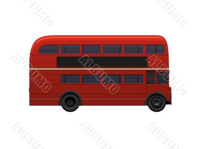 red double decker autobus over white