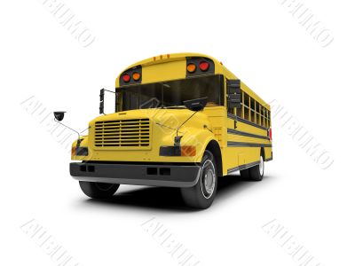 School yellow bus isolated over white