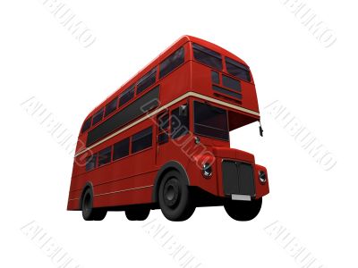 red double decker autobus over white