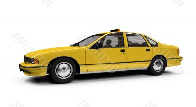 Yellow taxi isolated over whie Yellow taxi isolated over whie