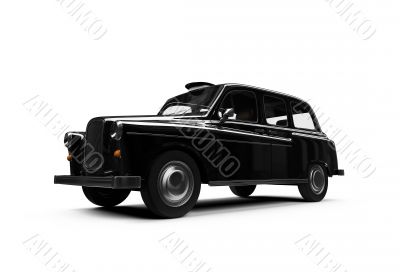 Black taxi isolated over white Black taxi isolated over white