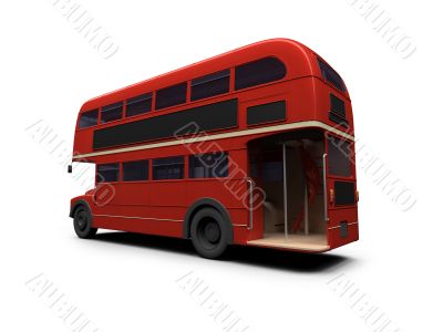 red double decker autobus over white