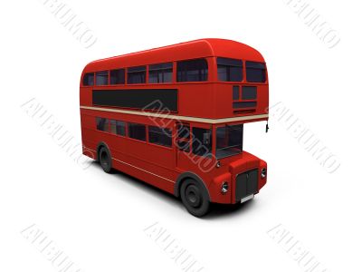 red double decker autobus over white