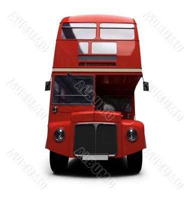 red double decker autobus over white