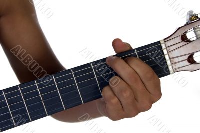 hand of male playing guitar