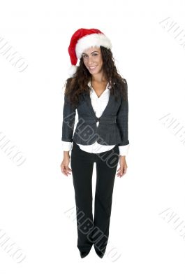 lady smiling with santa hat