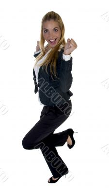 businesswoman clenching fist