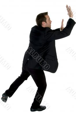 businessman standing on one steps