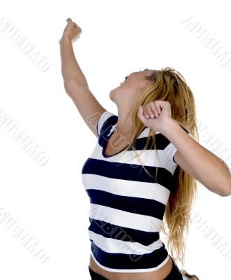 woman posing looking backwards