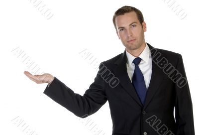 businessman showing his palm