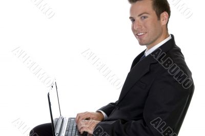 successful businessman with laptop