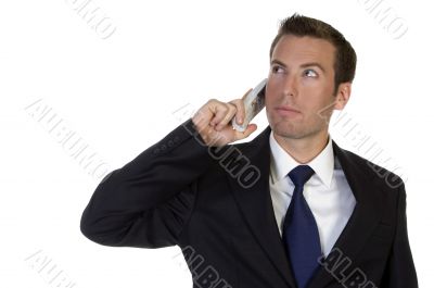 portrait of young businessman with mobile