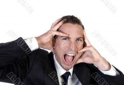 frustrated businessman holding his face