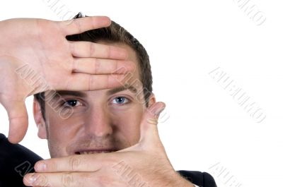 businessman gesturing with fingers