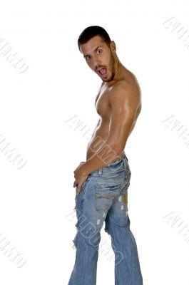 muscular male posing with mouth open muscular male posing with mouth open