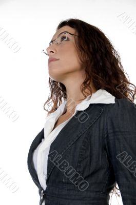 beautiful woman looking upward