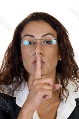 woman posing to keep silence