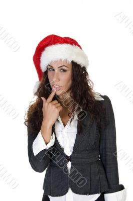 lady touching her lips